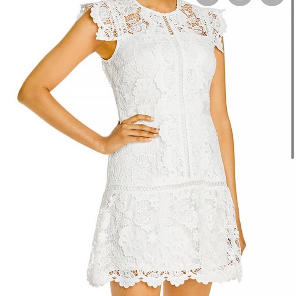 Aqua Lace Flounce Mini Dress